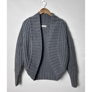 Naadam Sweater Womens Small Gray Chunky Open Front Wool Knit Cardigan